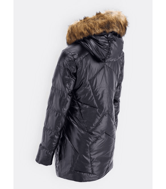 Dámská lesklá prošívaná bunda s kapucí černá