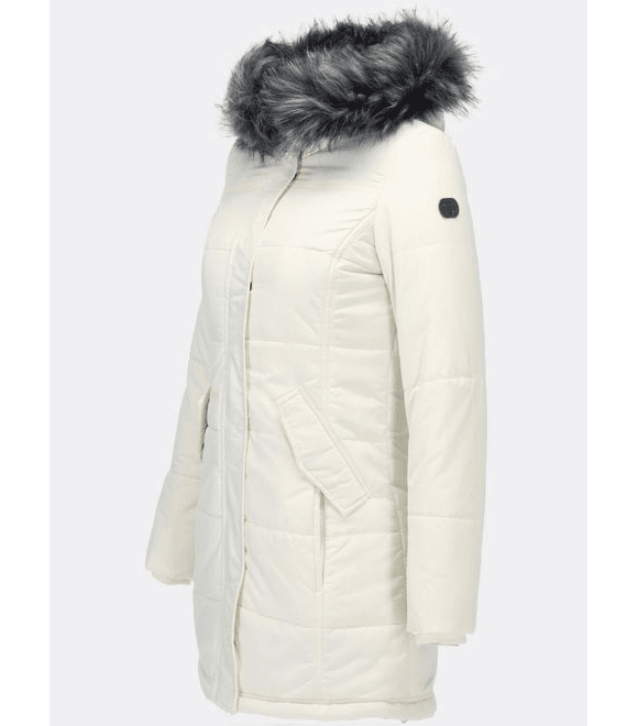 Dámska zimná bunda s kožušinovou podšívkou biela