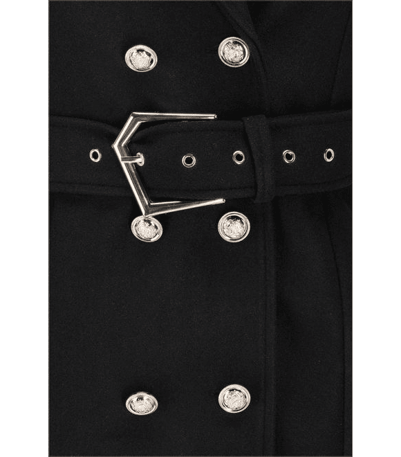 Dámský kabát se stylovým páskem černý