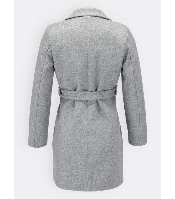 Dámsky kabát s opaskom sivý