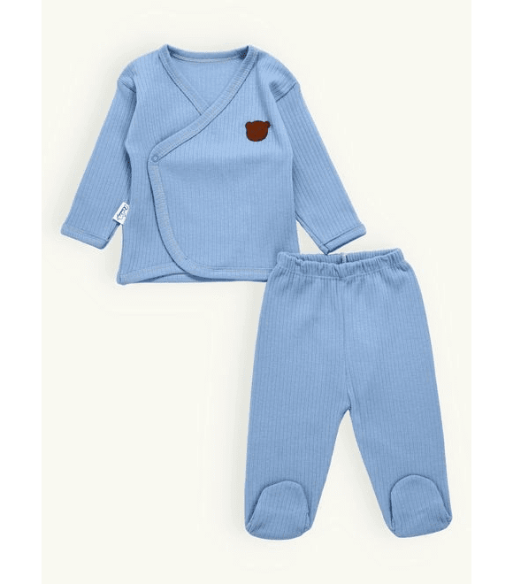 Dojčenské rebrované pyžamo svetlomodré