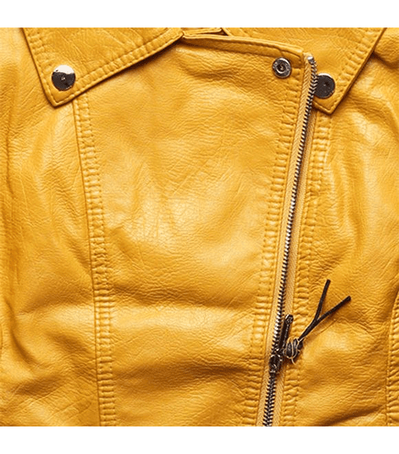 Dámska koženková bunda žltá