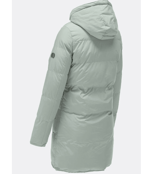 Dámská zimní bunda s kožešinovou podšívkou světle zelená