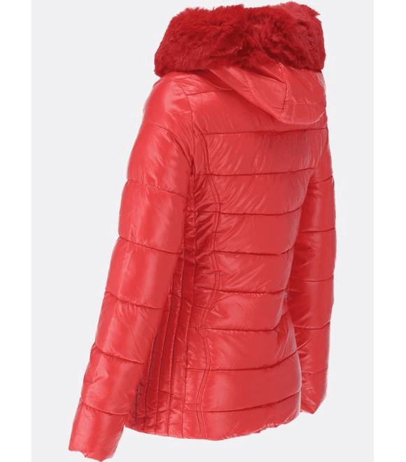 Dámská zimní bunda lesklá červená