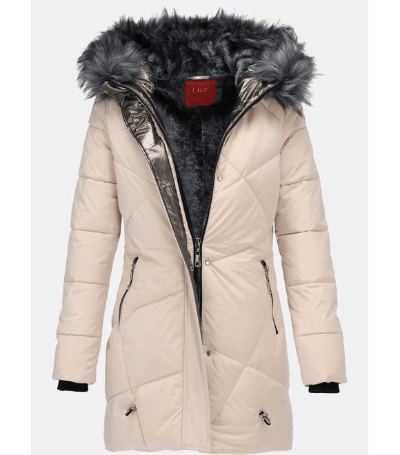 Béžová zimní bunda s kožešinou