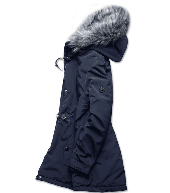 Zimná bunda s plyšom a kožušinou tmavomodrá