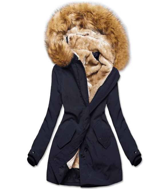 Zateplená dámska zimná bunda tmavomodrá