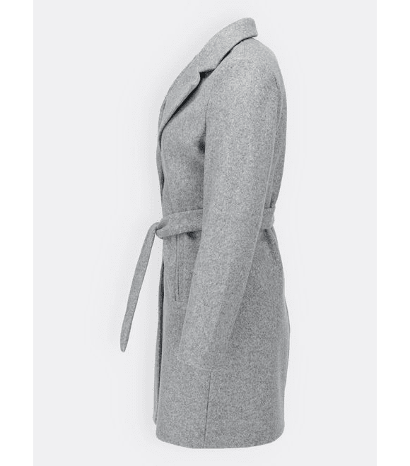 Dámský kabát s páskem šedý