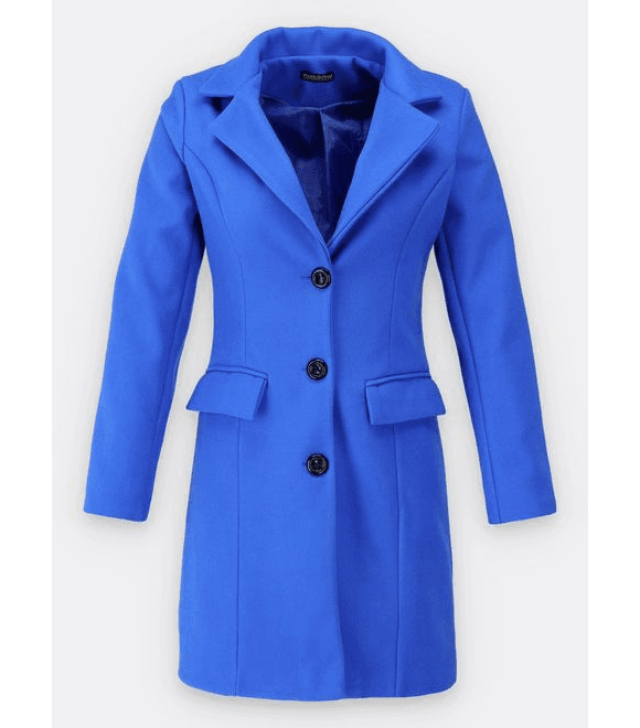 Dámský kabát klasického střihu modrý