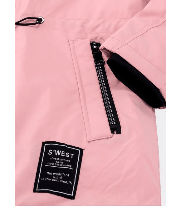 Dámská přechodná bunda s kapucí světle růžová