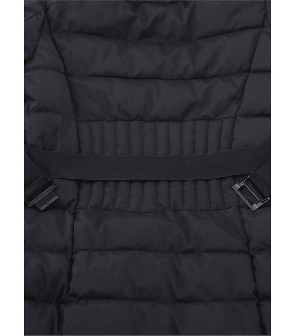 Dámska prešívaná zimná bunda s opaskom čierna
