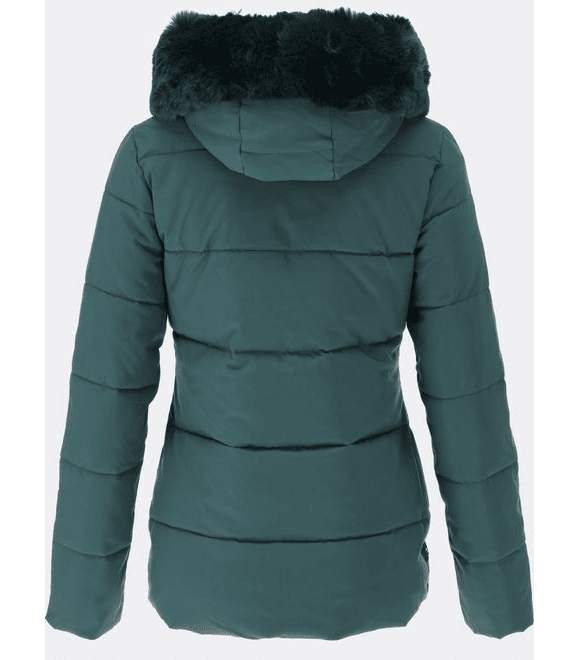 Dámska zimná bunda s kožušinou zelená