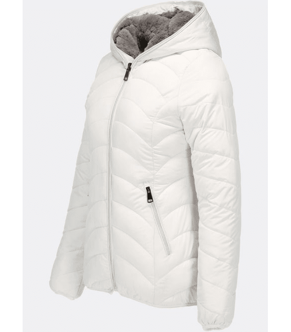 Dámská zimní bunda s plyšovou podšívkou bílá