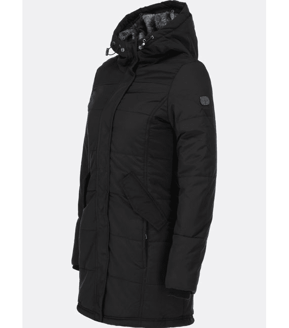 Dámska zimná bunda s kožušinovou podšívkou čierna