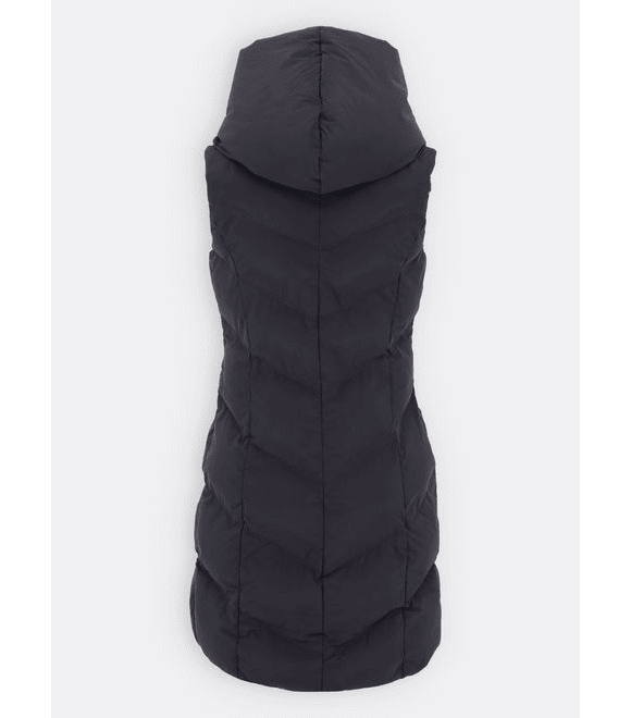 Dámska prešívaná vesta s kapucňou čierna