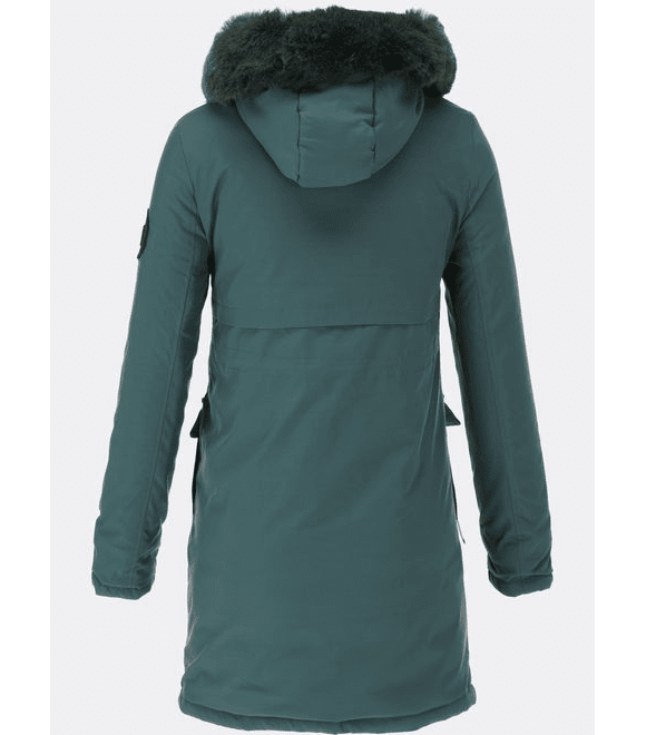 Dámská zimní bunda s kožešinou zelená