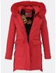 Dámska zimná bunda s kožušinou červená