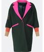Štýlový dámsky kabát s výšivkou tmavozeleno-ružový