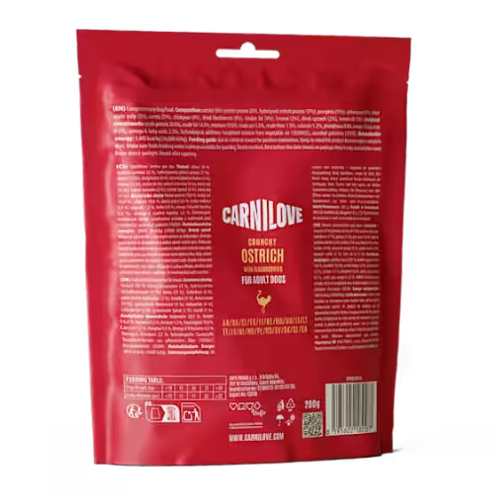 Carnilove Dog Crunchy Snack Pštros & černice 200 g