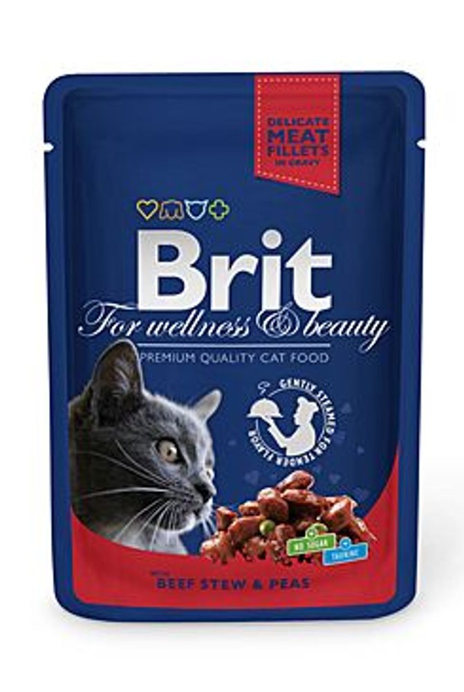 Brit Premium Cat kapsa with Beef Stew & Peas 100g