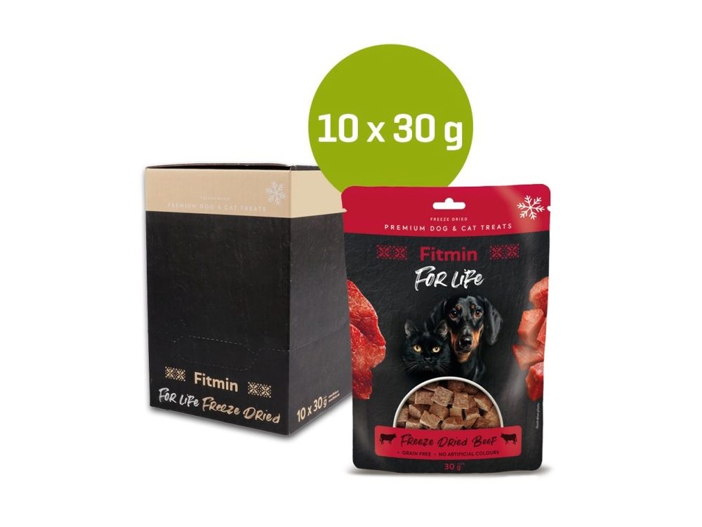 Fitmin For Life dog & cat mrazom sušené mäso Beef 10x30g
