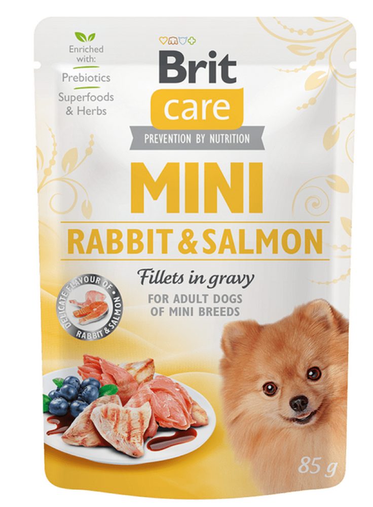 Brit Care Dog kapsička Mini Rabbit & Salmon fillets in gravy 85 g