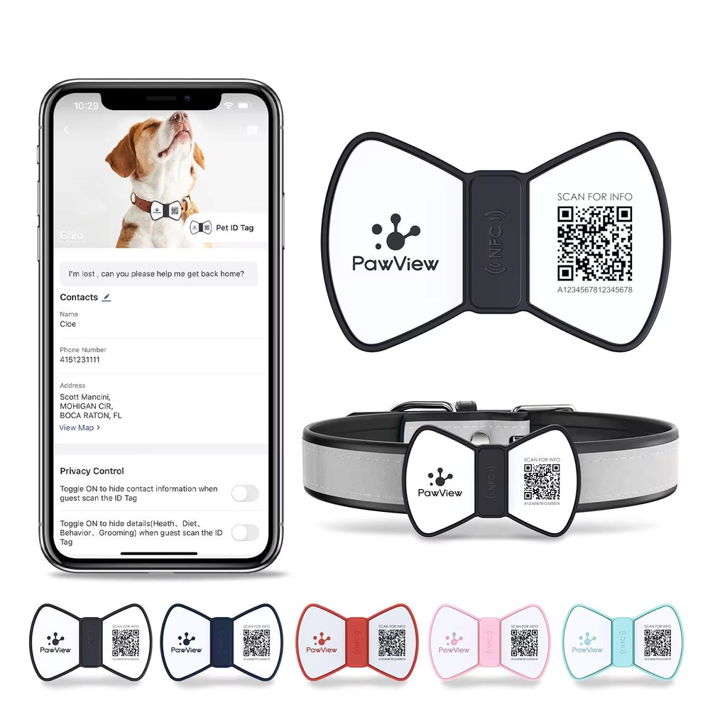PawView chytrá známka pro psy pánský motýlek - Modrá