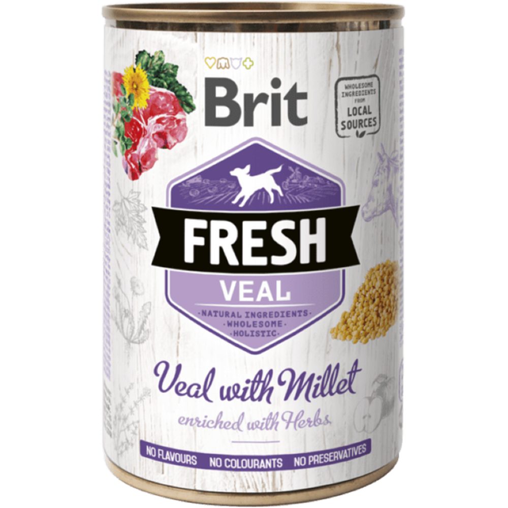 Brit Fresh Dog konzerva Veal with Millet 400 g