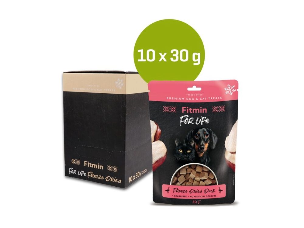 Fitmin For Life dog & cat mrazom sušené mäso Duck 10x30g