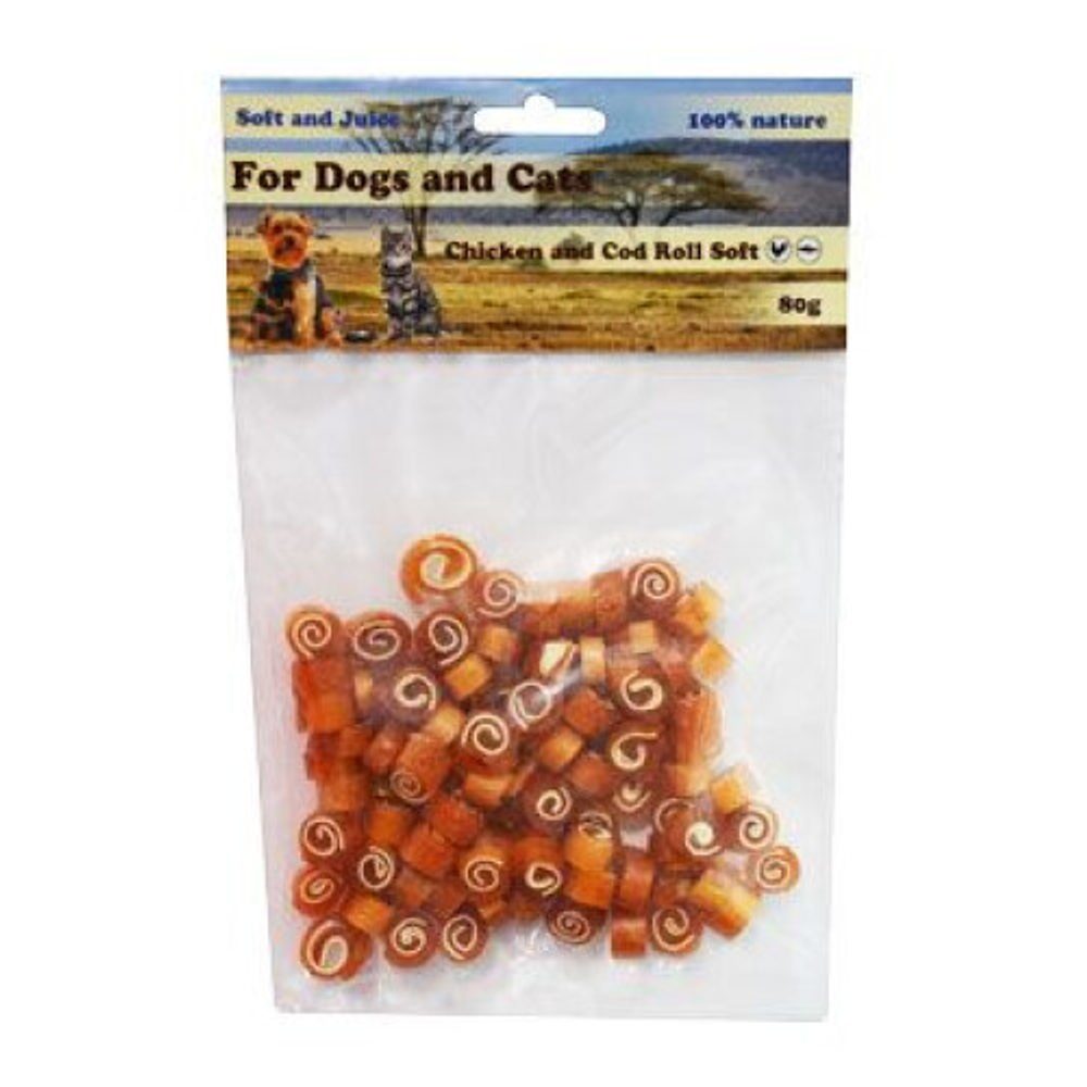 For Dogs and Cats Pochoutka Roláda kuře a treska měkká mini 80g