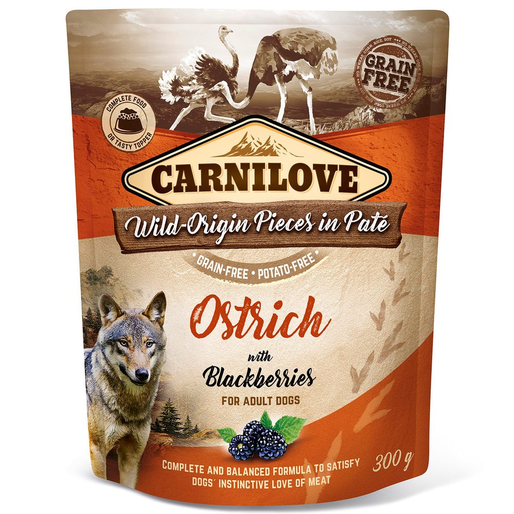 Carnilove Dog Pouch Paté Ostrich with Blackberries 300 g
