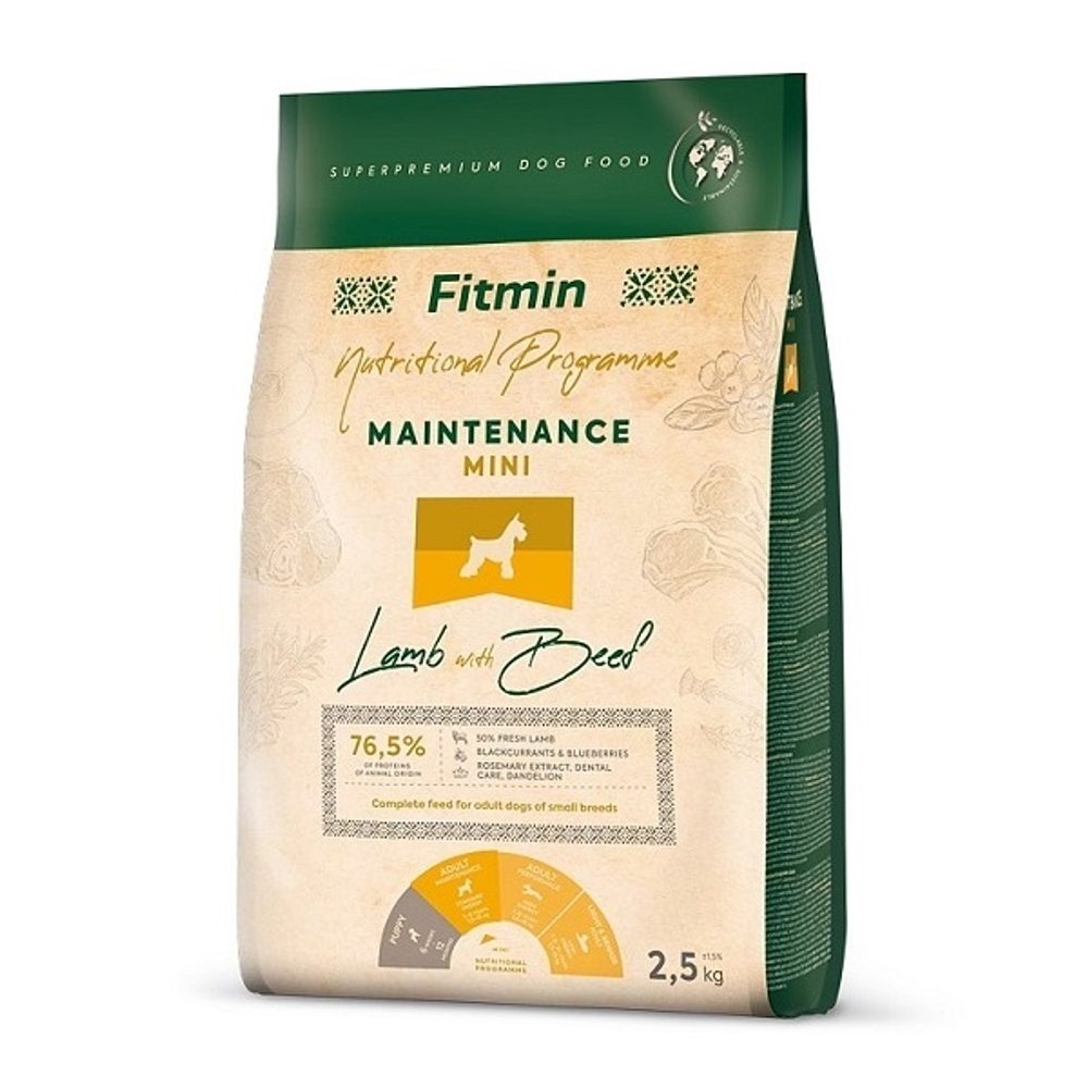 Expirace 24.4. 2026: Fitmin Dog Mini Maintenance Lamb With Beef 2,5 kg