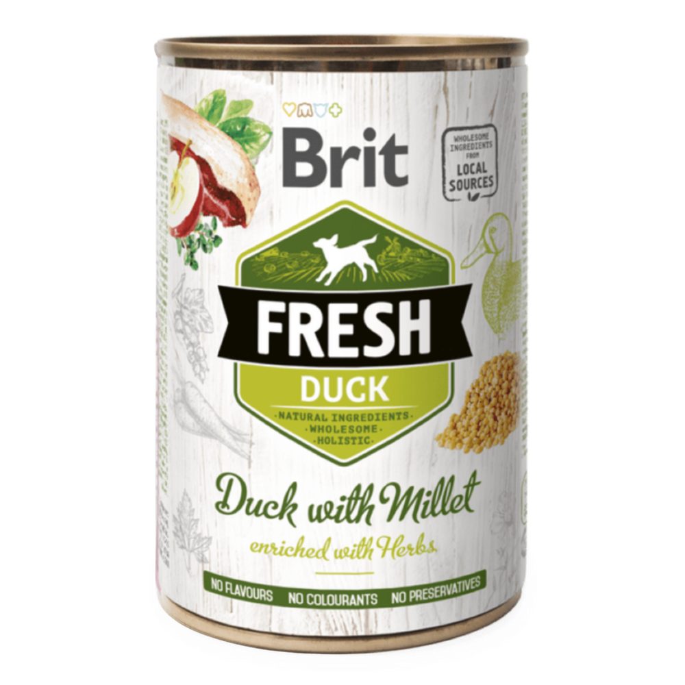 Brit Fresh Dog konzerva Duck with Millet 400 g
