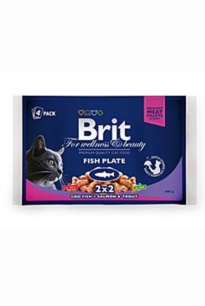 Brit Premium Cat kapsa Fish Plate 400g (4x100g)