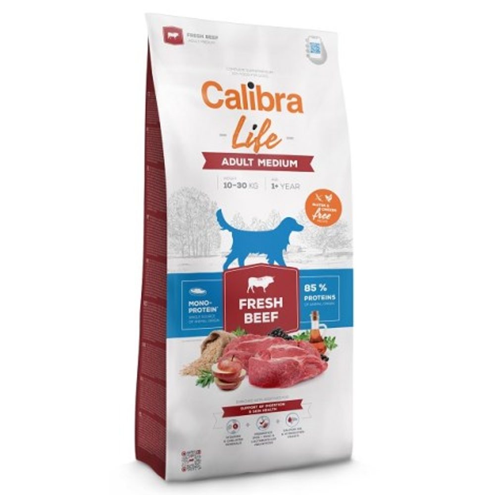Expirace 9.8. 2026: Calibra Dog Life Adult Medium Fresh Beef 12 kg | P59669
