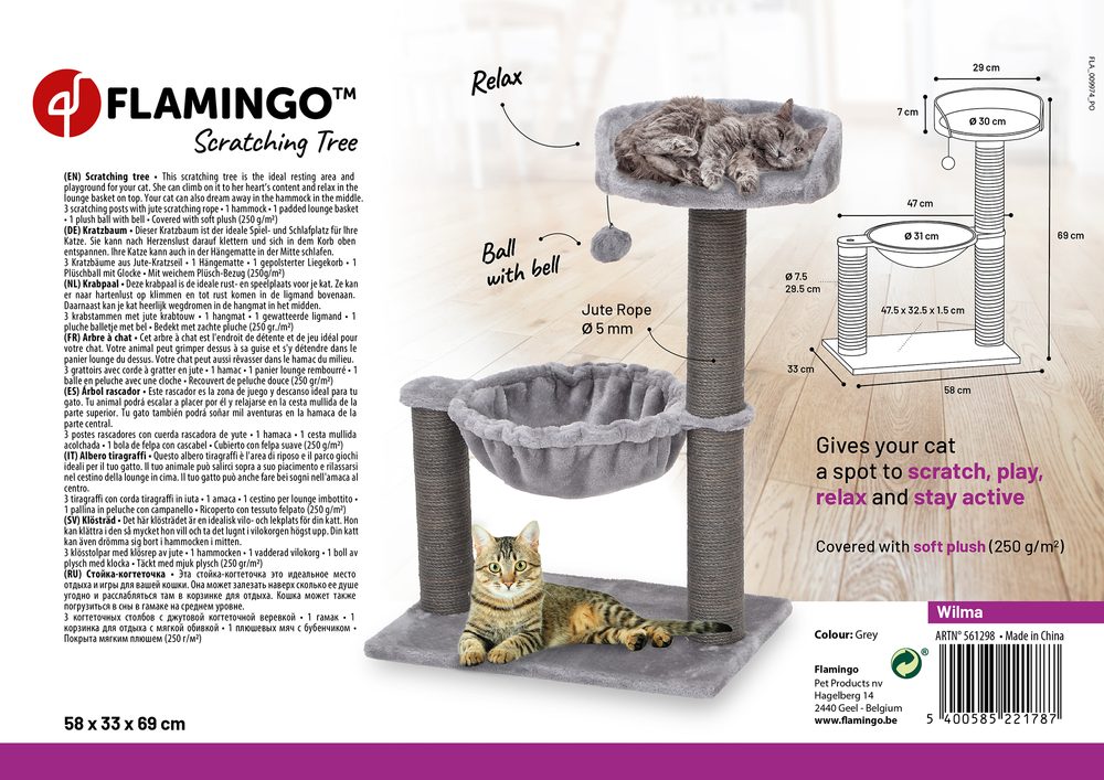 Flamingo škrabací strom Wilma Grey (obrázek 3)