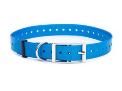 Műanyag nyakörv gyűrűvel, kék, 25 mm x 70 cm
