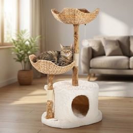 Árbol / rascador para gatos, azul y blanco, 154 cm