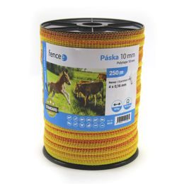 Taśma do pastucha elektrycznego, średnica 10 mm, żółto-pomarańczowa