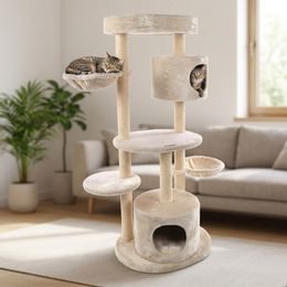 Árbol / rascador para gatos, azul y blanco, 154 cm