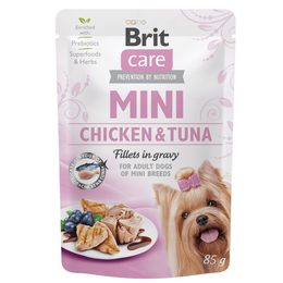 Brit Care Dog – Pliculeț Mini Fileturi Pui & Ton în sos, 85 g