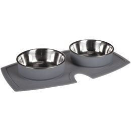 Stainless steel double bowl with silicone mat Flamingo