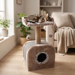 Árbol / rascador para gatos, azul y blanco, 154 cm