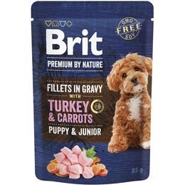 Brit Premium Dog Puppy pliculeț cu file în sos, curcan și morcovi, 85 g