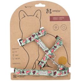 Geschirr mit Leine BeHappyCat Flamingo