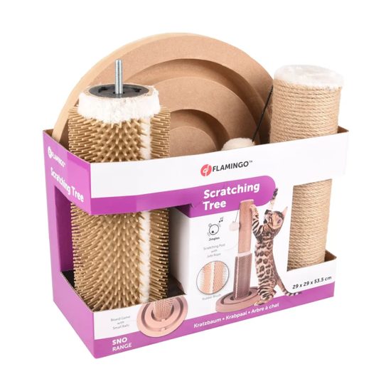 Scratching post for cats with ball tray Flamingo