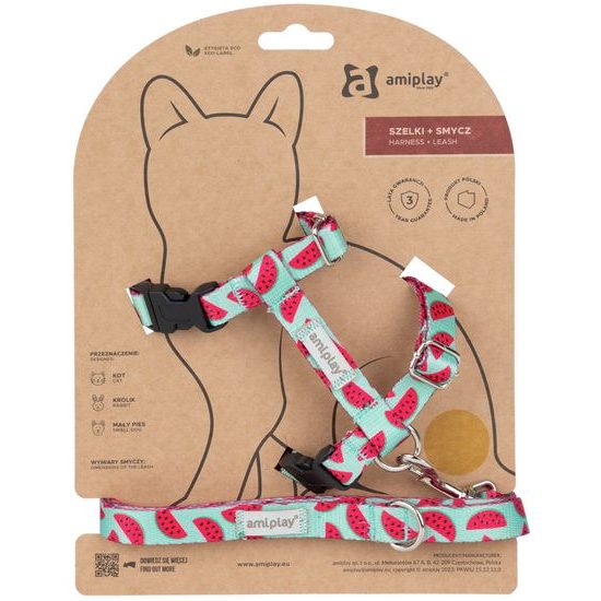 Geschirr mit Leine BeHappyCat Watermelon