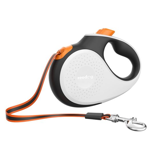 Reedog Senza Premium self-retracting leash M 25kg / 5m tape / white with orange