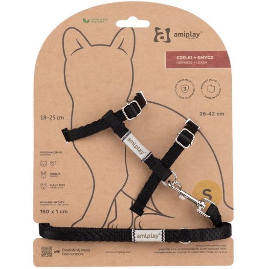 Amiplay Kšíry pro kočku s vodítkem Samba Černé