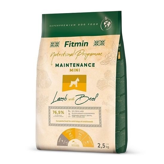 Expirace 24.4. 2026: Fitmin Dog Mini Maintenance Lamb With Beef 2,5 kg